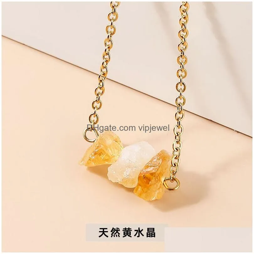 natural raw 5-10mm quartz stone reiki healing crystal chakra pendant necklace for women jewelry