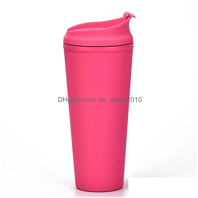 double-layer plastic frosted tumbler 22oz matte plastic bulk tumblers with lids for outdoor sport camping