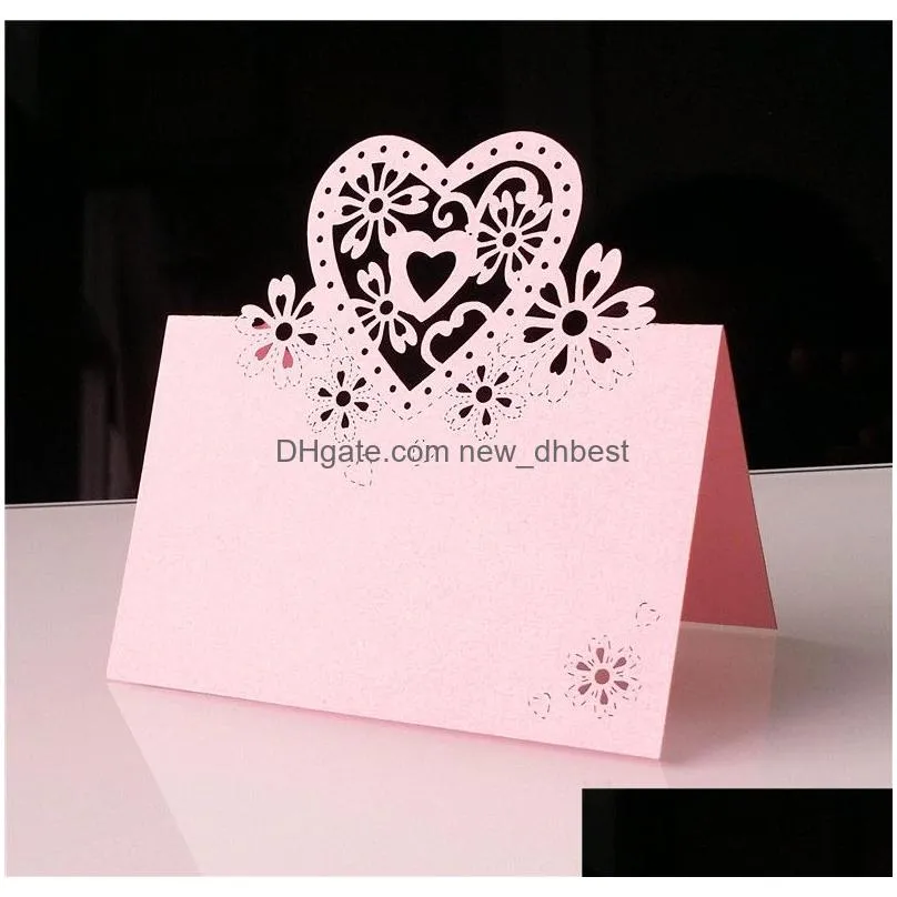 number name seat card heart-shaped hollow wedding party reception table place cards