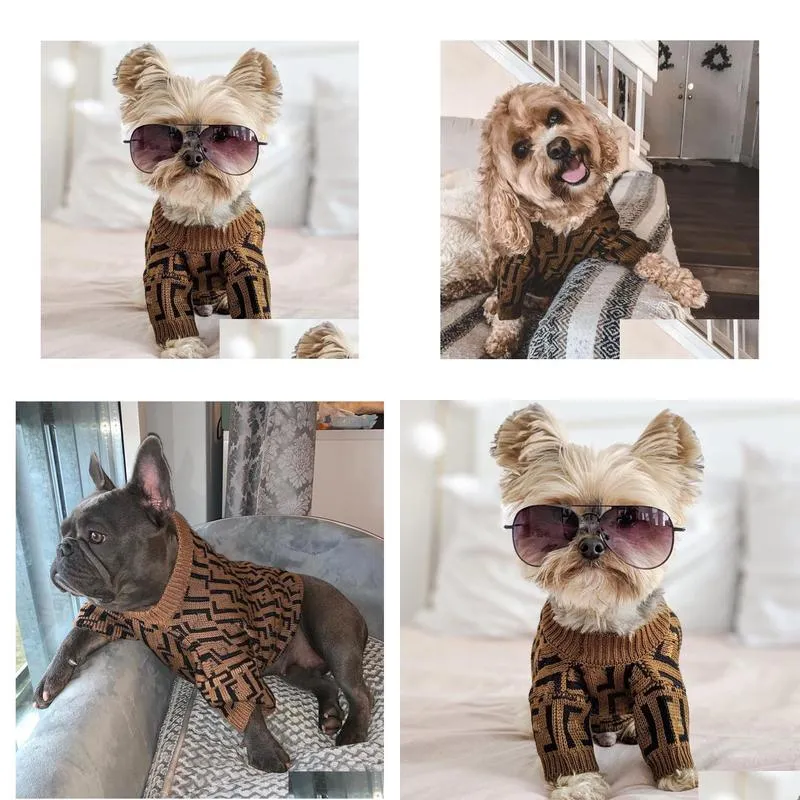 dog apparel autumn winter pet clothes fashionable letter embroidery puppy sweater luxurys designers clohes brown sizexs-xxl 2021 dhs