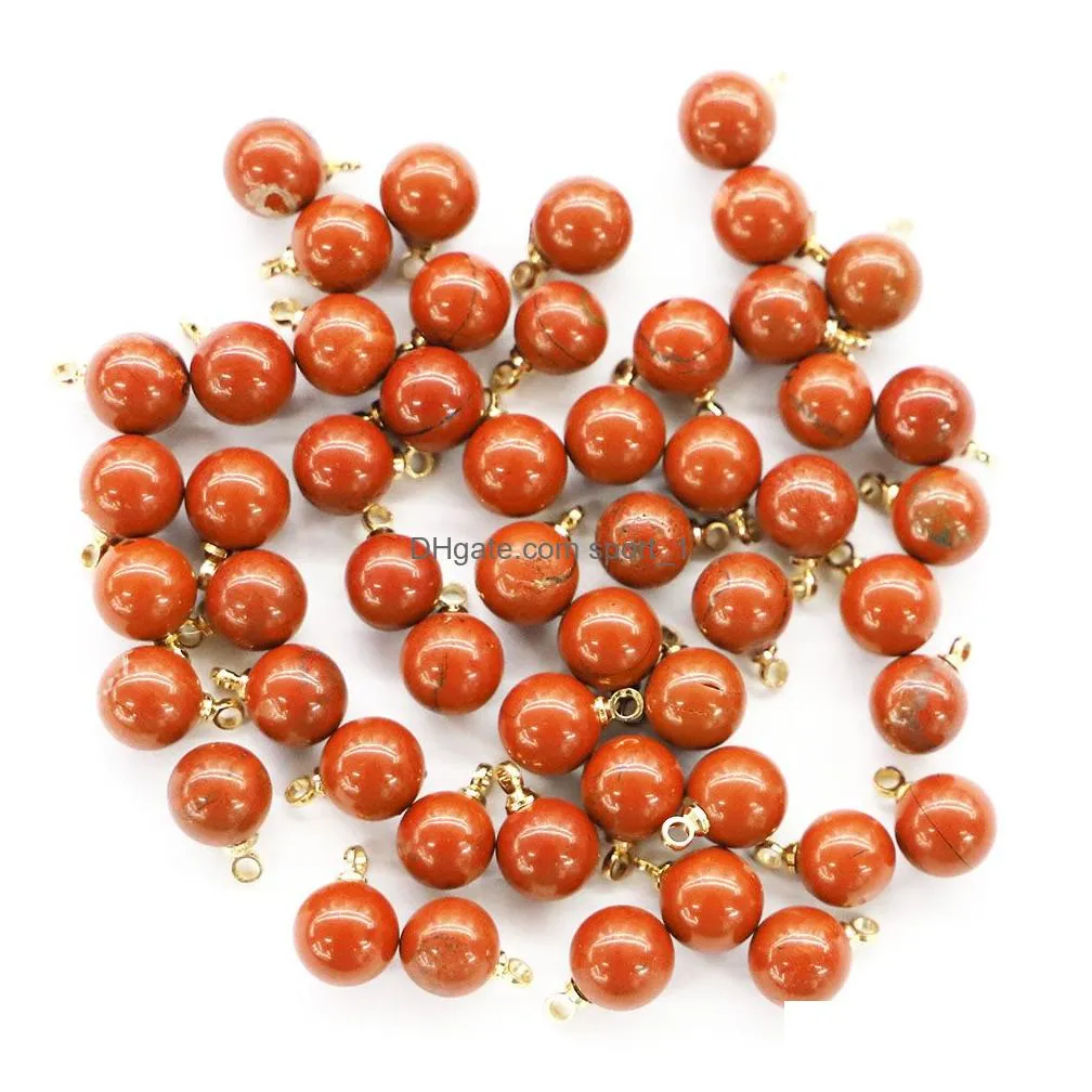 8mm 10mm natural stone multicolor ball shape charms gold for necklace earrings pendant diy fashion jewelry making