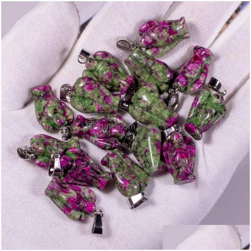 chakra natural stone charm rose quartz crystal angel pendants chakras gem stone fit earrings necklace making assorted