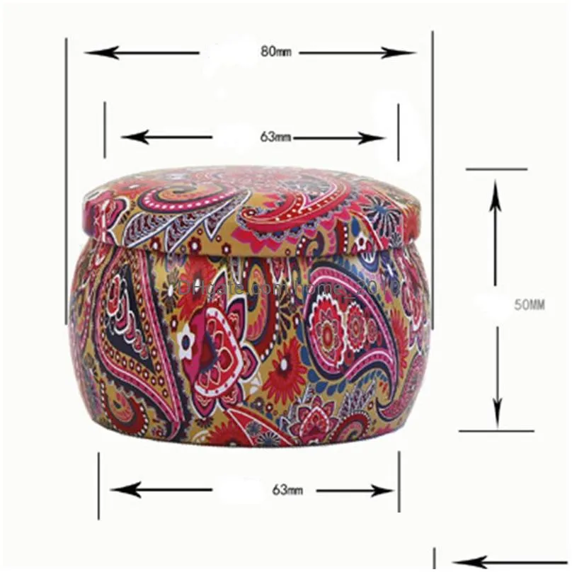 round shape tea gift box ethnic style flower tinplate storage box stationery candy women jewelry storage organizer