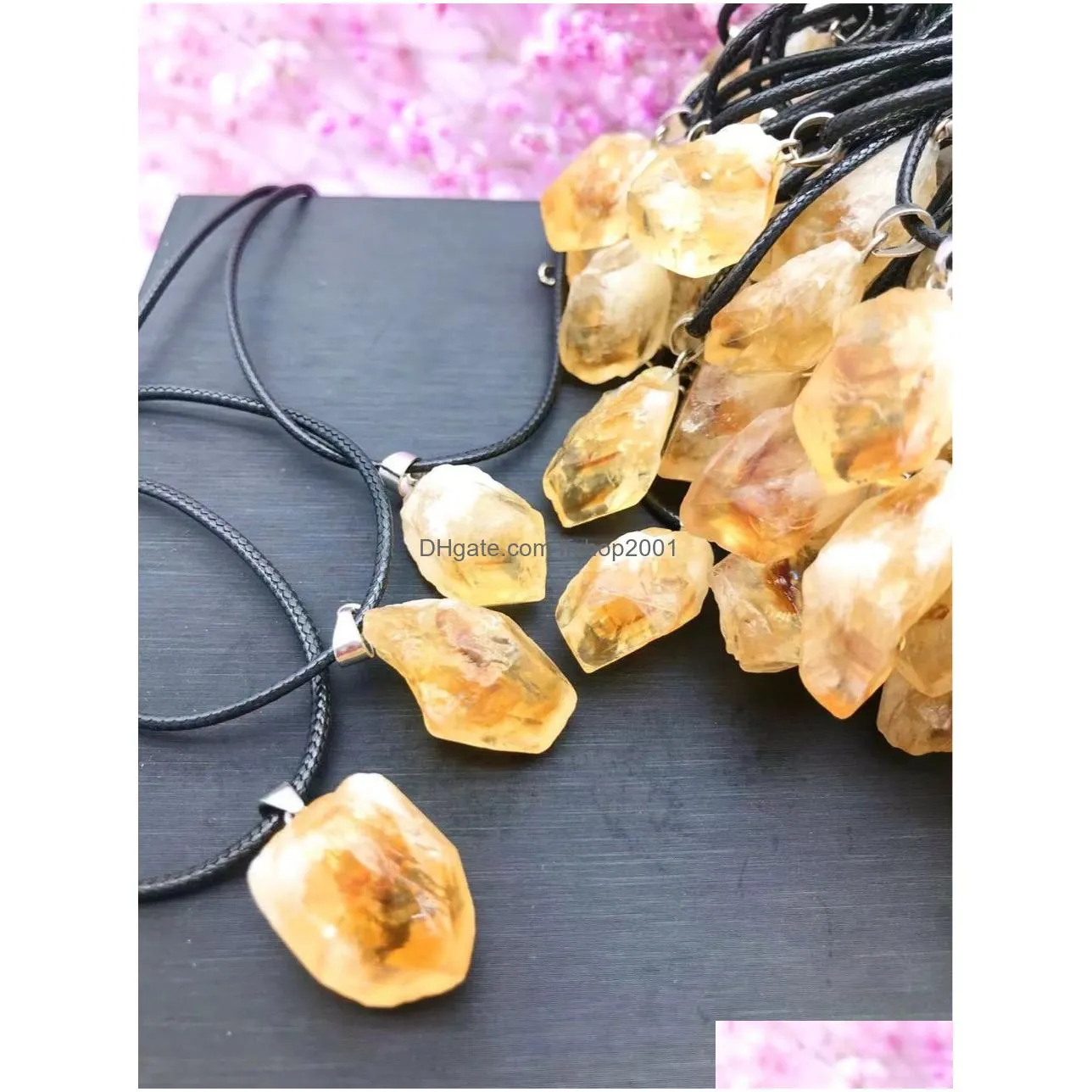 natural irregular rough raw  necklaces healing crystal gemstone pendant necklace women jewelry