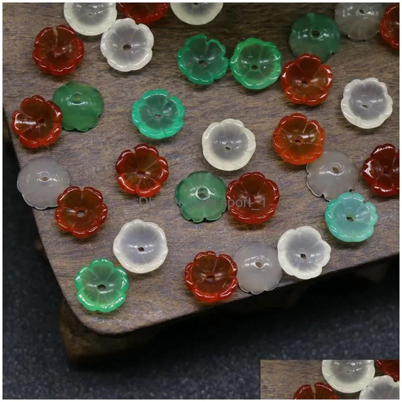 about 9mm carved flower agate loose beads stone naked stones diy hairpin jewelry acc