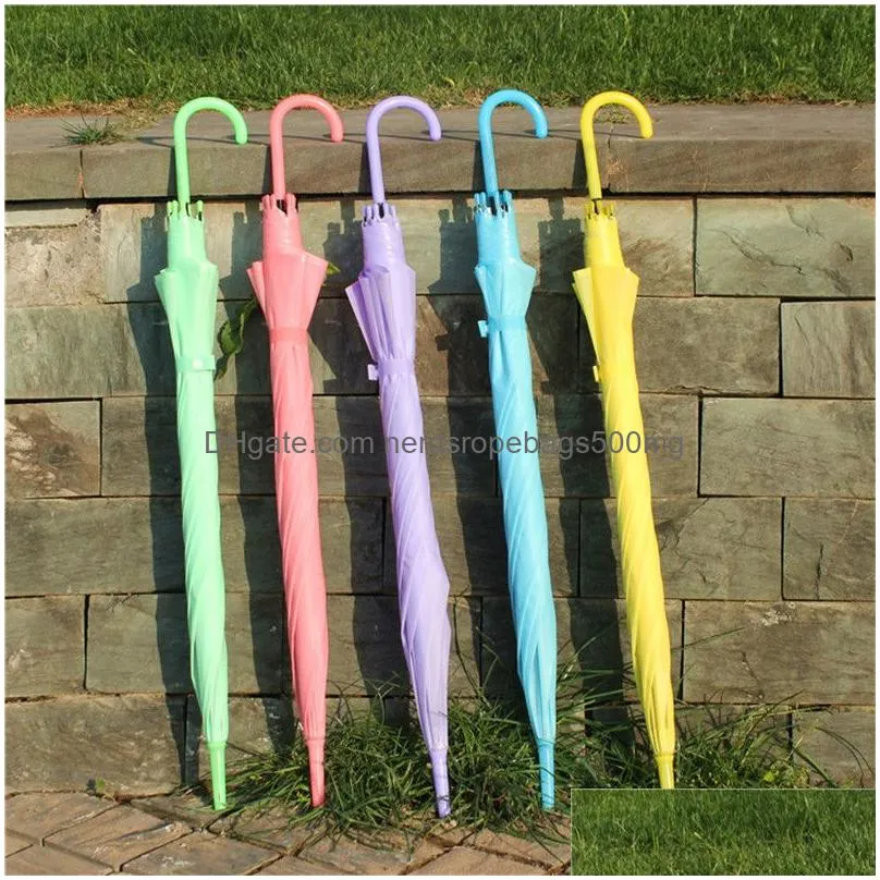 candy color umbrella long handle frosted umbrella pvc automatic 8 bone pvc umbrellas pink green yellow solid color umbrellas