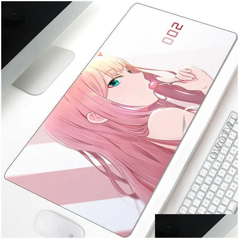 mouse pads wrist rests mouse pad gamer large computer mousepads mouse mat zero two darling in the franxx carpet natural rubber soft office mice pad