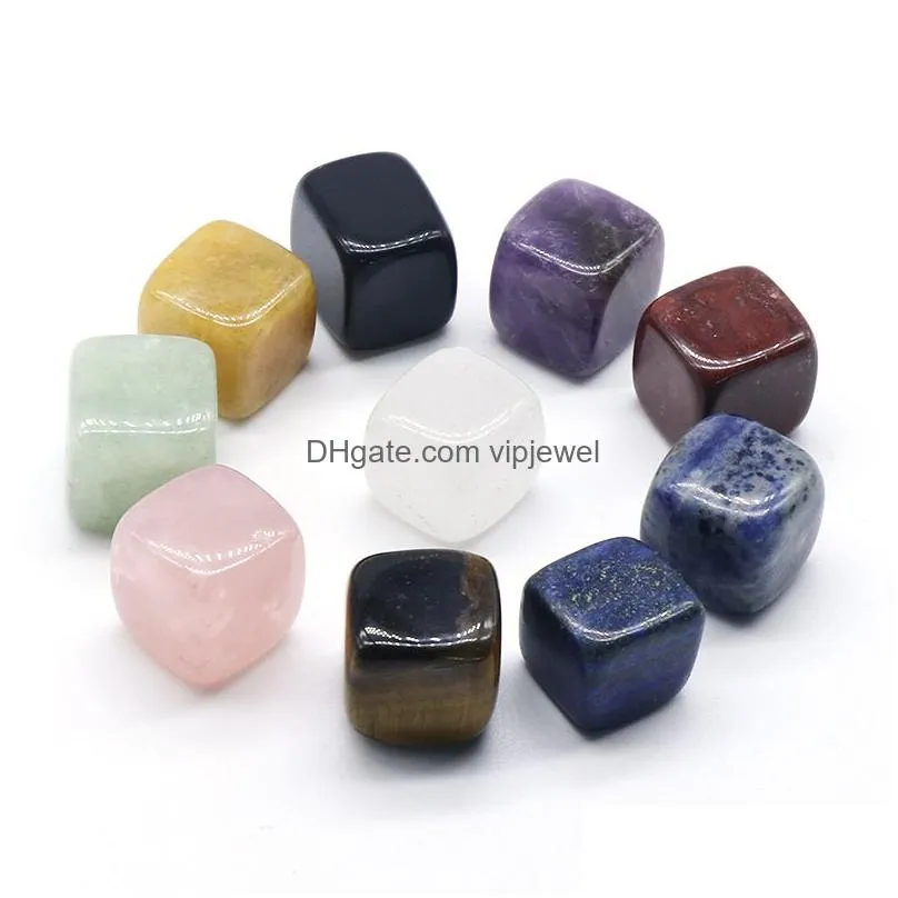 polished square block ornament reiki healing chakra natural stone bead palm quartz mineral crystal tumbled gemstones hand piece home decoration accessories