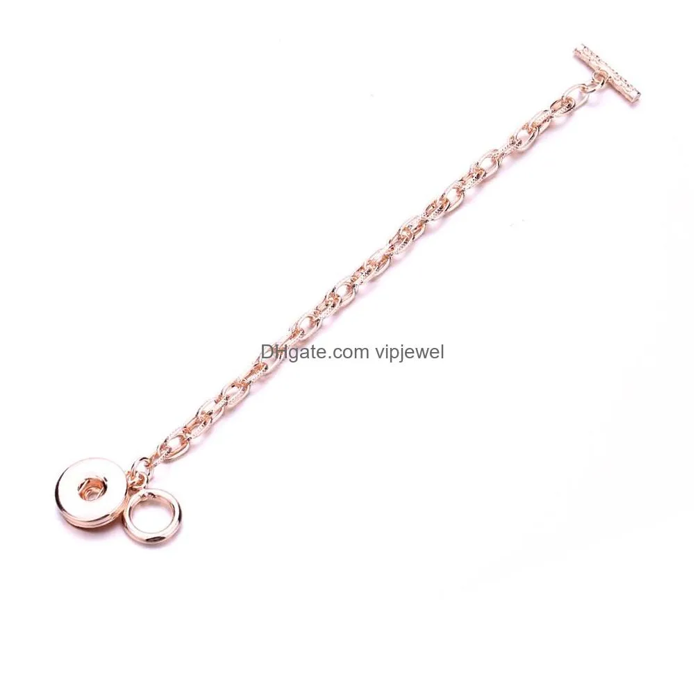 colorful silver gold rose color 18mm snap button charms bracelet bangle for women supplier wholesale