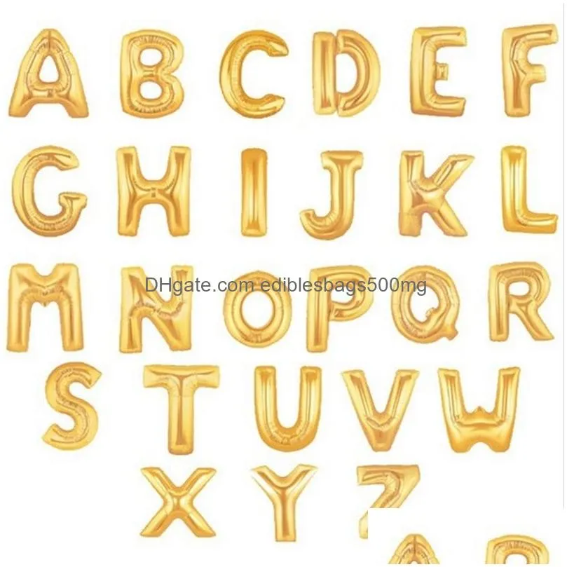 16inch aluminum balloons gold silver color alphabet letters a-z and arabic number 0-9 foil balloon christmas birthday party decoration