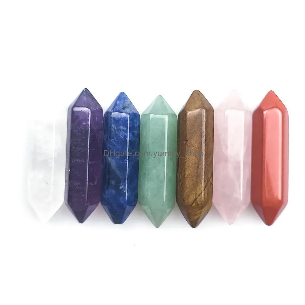 7 chakra set reiki natural stone crystal stones polishing rock quartz yoga energy bead chakra healing decoration