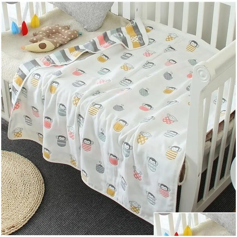  6 layer genuine baby blanket baby swaddle 100% cotton 80x envelope wrap born super soft kids bedding diaper ltb-8605 lj201014