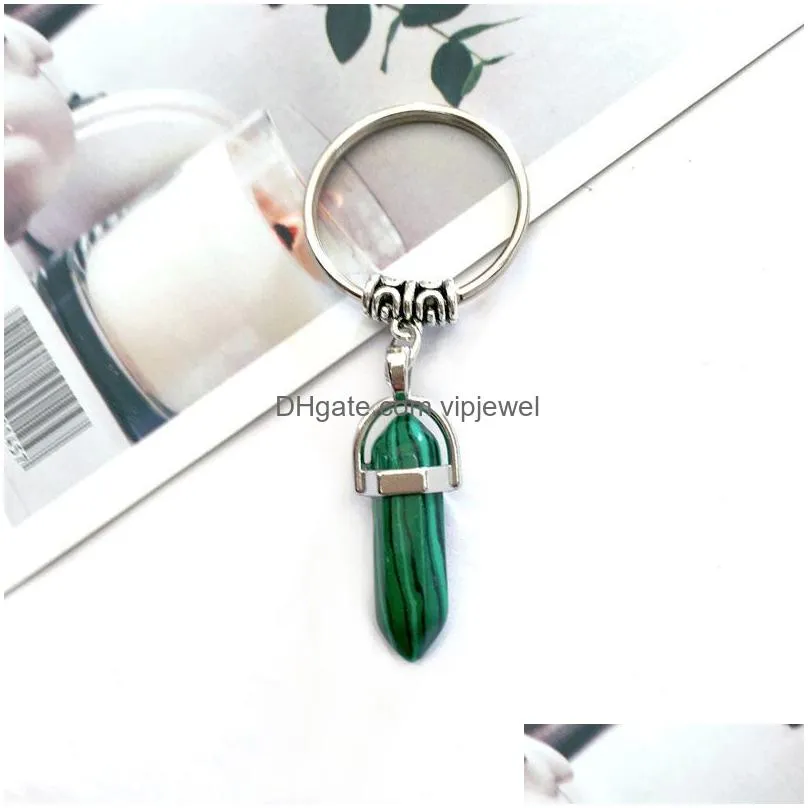 DHgate.com:Hexagonal Prism Keychains, Natural Stone Key Rings for Women ...