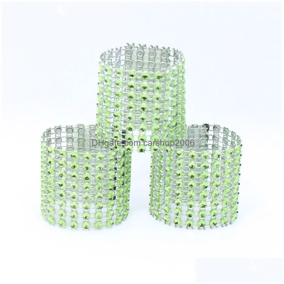 plastic napkin rings el wedding /chair sash diamond mesh wrap napkin rings for party decoration gold/silver