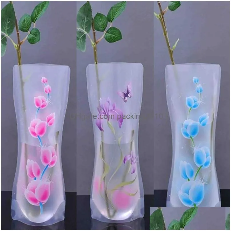 foldable plastic vase reused plastic indestructible vases for flower home decoration party eco-friendly pvc flower vase