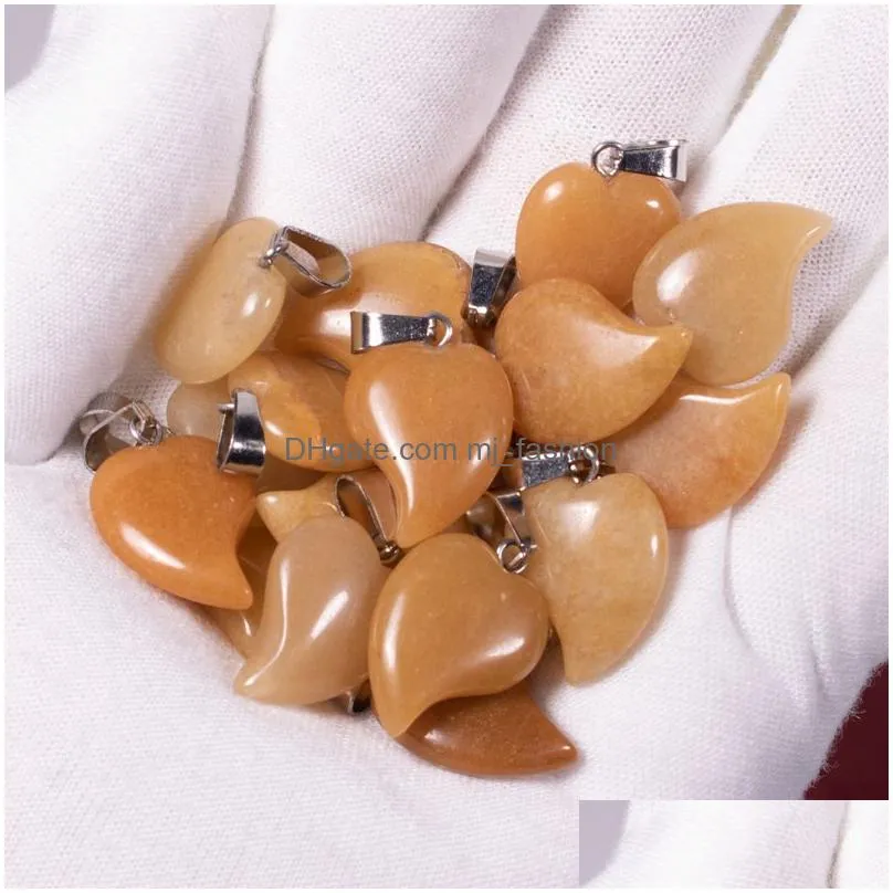 natural crystal rose quartz tigers eye stone charms heart pendant for diy earrings necklace jewelry making