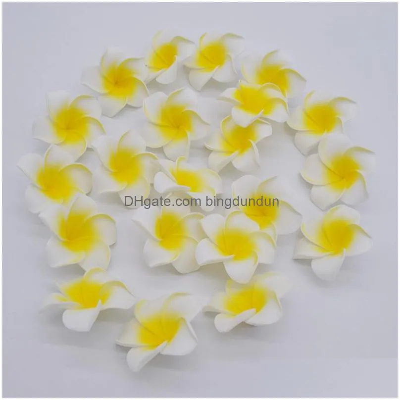 new 2 5cm summer hawaiian pe plumeria flower artificial frangipani foam flower for headwear home decoration 100pcs/lot 