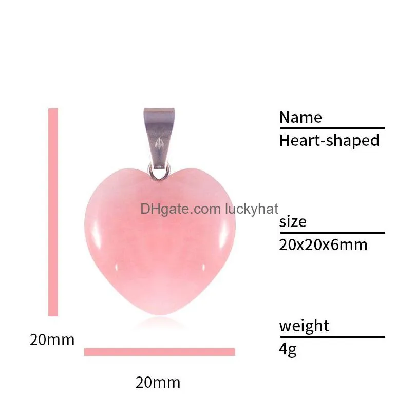 natural stone charms 20mm heart shape rose quartz pendants chakras gem stone fit earrings necklace making assorted