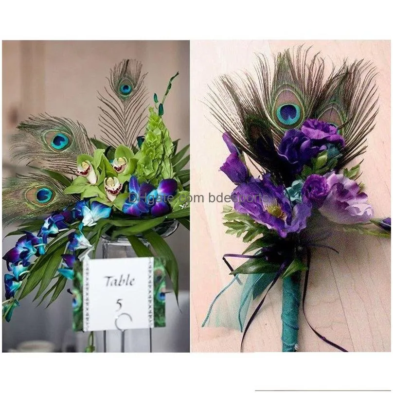 25-30 cm peacock feathers natural peacock feather diy jewelry decorative elegant decorative materials 200 pcs/lot