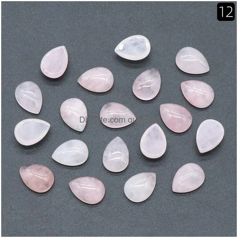 10x14mm natural stone pink rose quartz opal tigers eye turquoise waterdrop shape charms white black crystal cab cabochons beads for jewelry