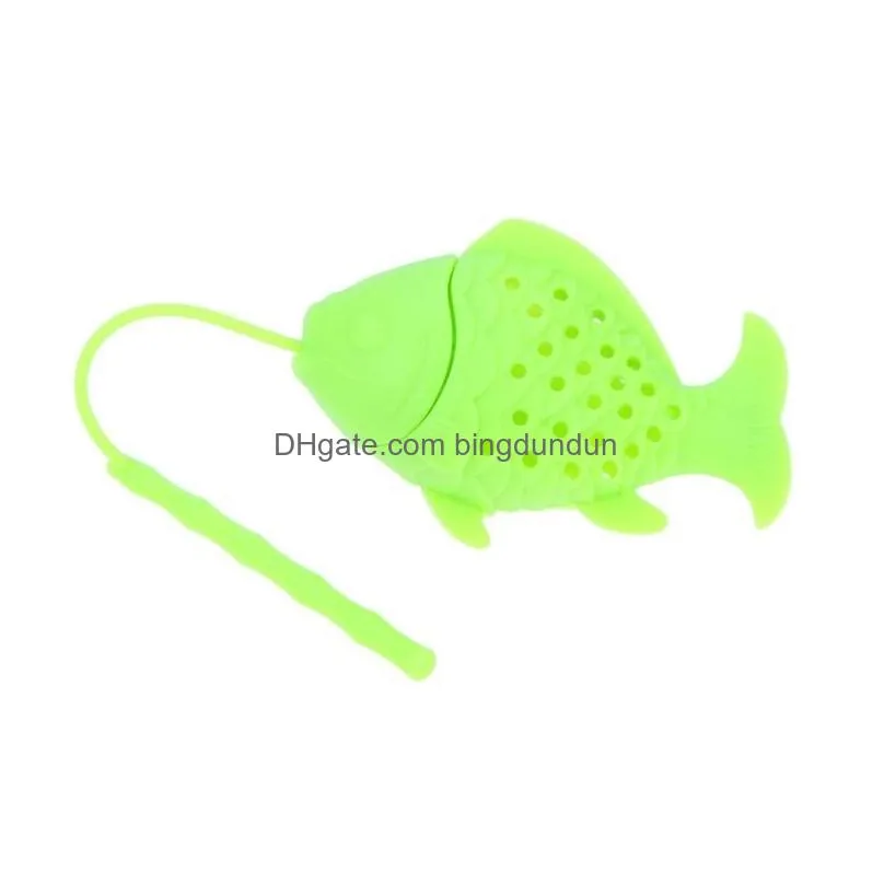 fish silicone tea strainer loose leaf tea spice herbal infuser filter for teapot diffuser drinking accessories