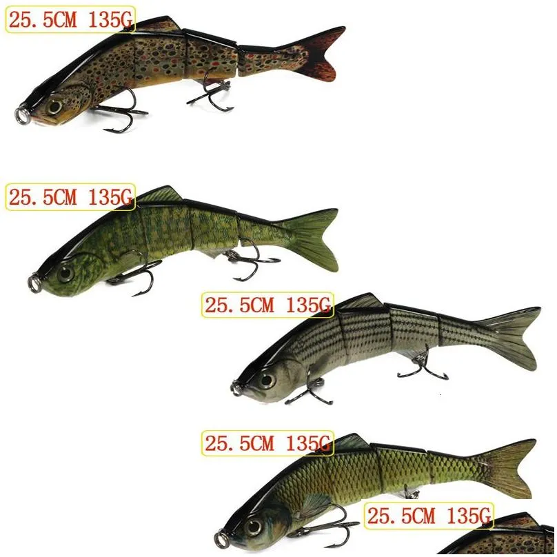 25cm multi-jointed huge sea fishing lure hooks big bait swimbait bass norther pike musky life-like hook red tail 3d eye t2 t191020268r