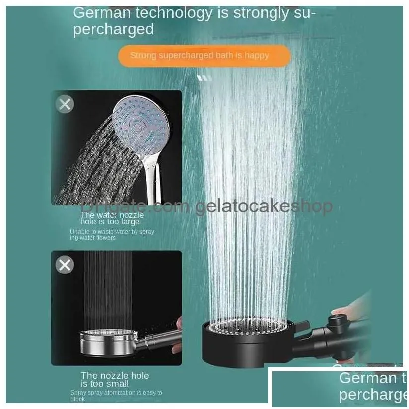 bathroom shower heads head water saving black 5 mode adjustable high pressure onekey stop mas eco accessories drop delivery home gar