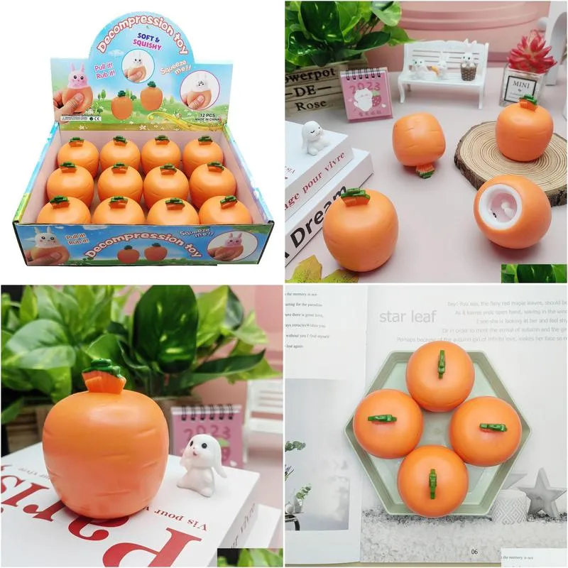 fun games pop up carrot rabbit cup squeeze anti-stress toy hide and seek stress relief toys gift for kids adults 1222