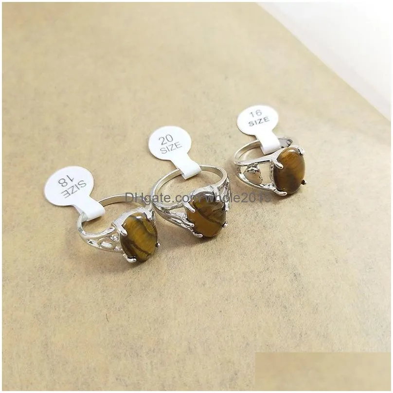 mix styles oval brown quartz stone rings women tigers eye bead finger ring party wedding street stalls