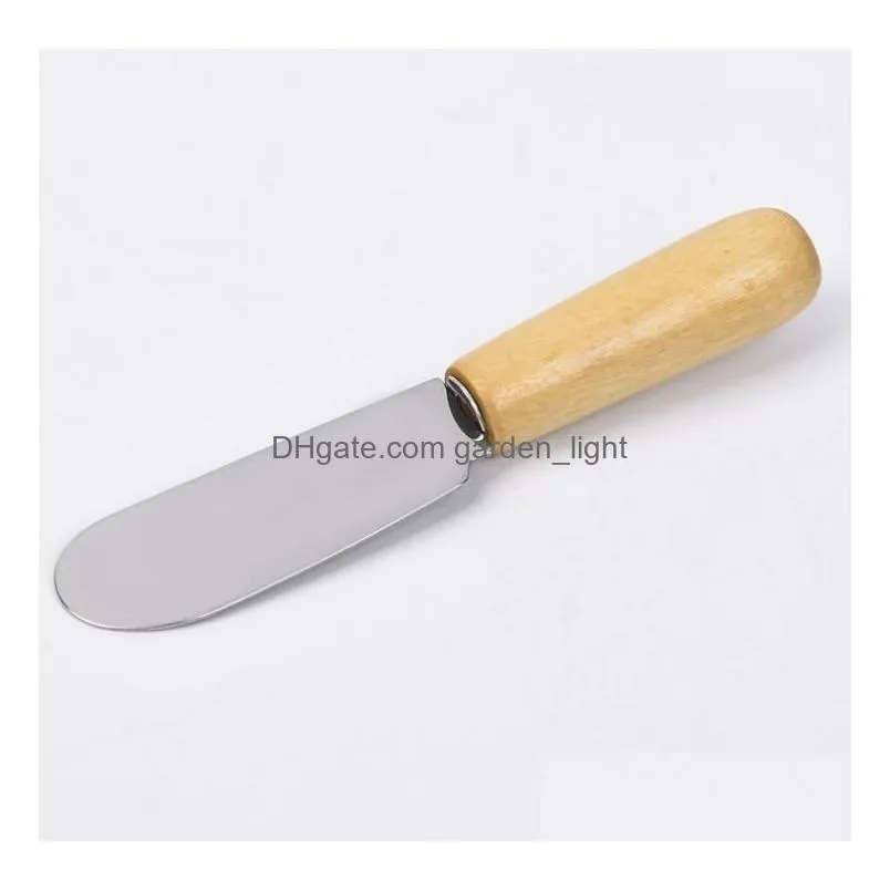 stainless steel cheese butter spatula breakfast sandwich dessert jam spreader wooden handle cheese tools