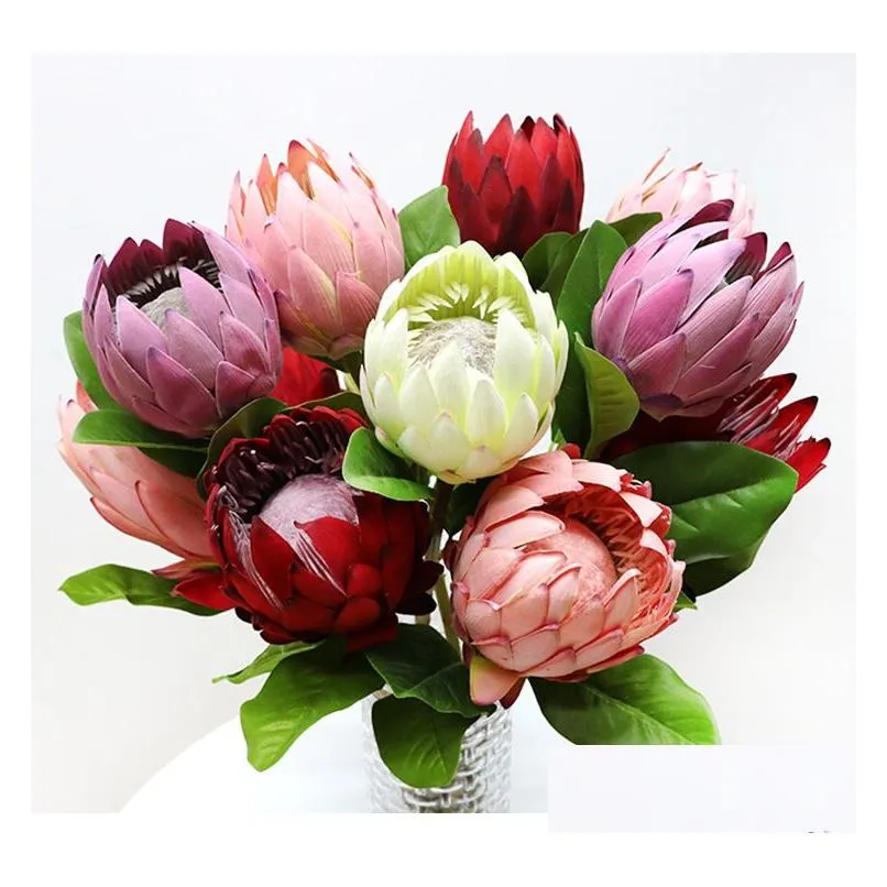 beautiful artificial africa protea cynaroides silk flowers branches home wedding decoration wreaths plants floral