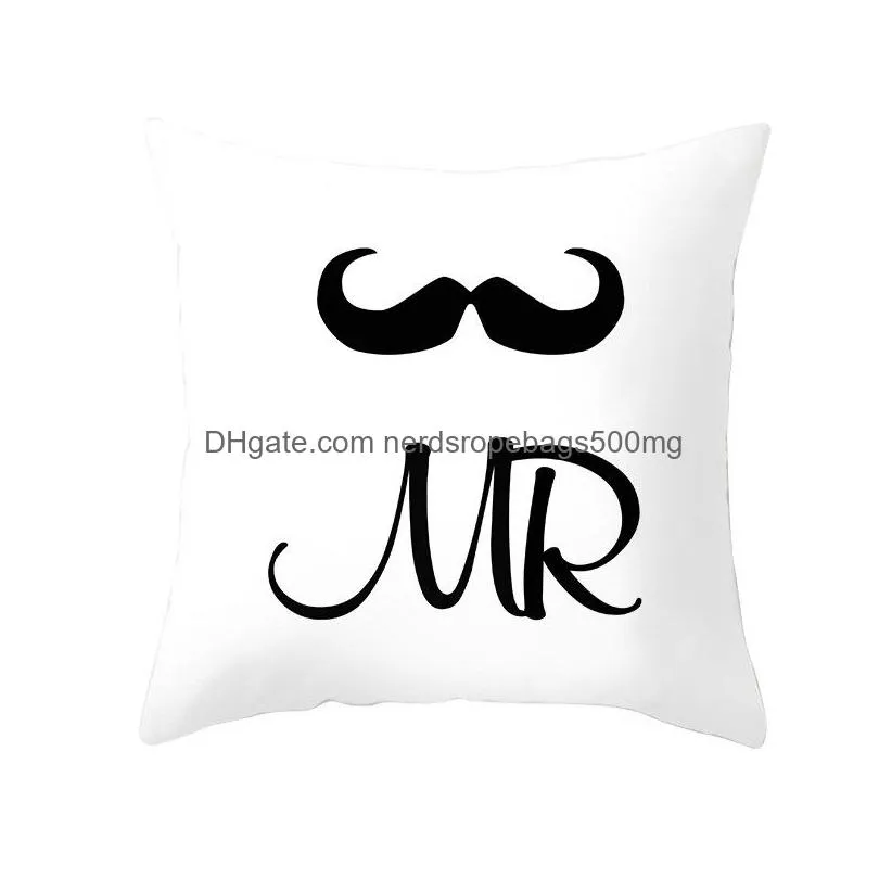 valentine day pillowcase love you mr mrs letters printed pillow cover home office sofa throw pillow case lovers pillow cover