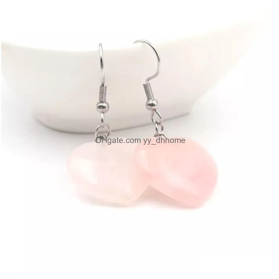 natural stone love heart charms earrings hand carved crystal quartz mini earring pendant jewelry