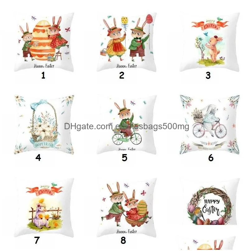 easter bunny pillowcase cartoon rabbit pillow covers 45x45cm square throw pillow case easter home car office pillow case