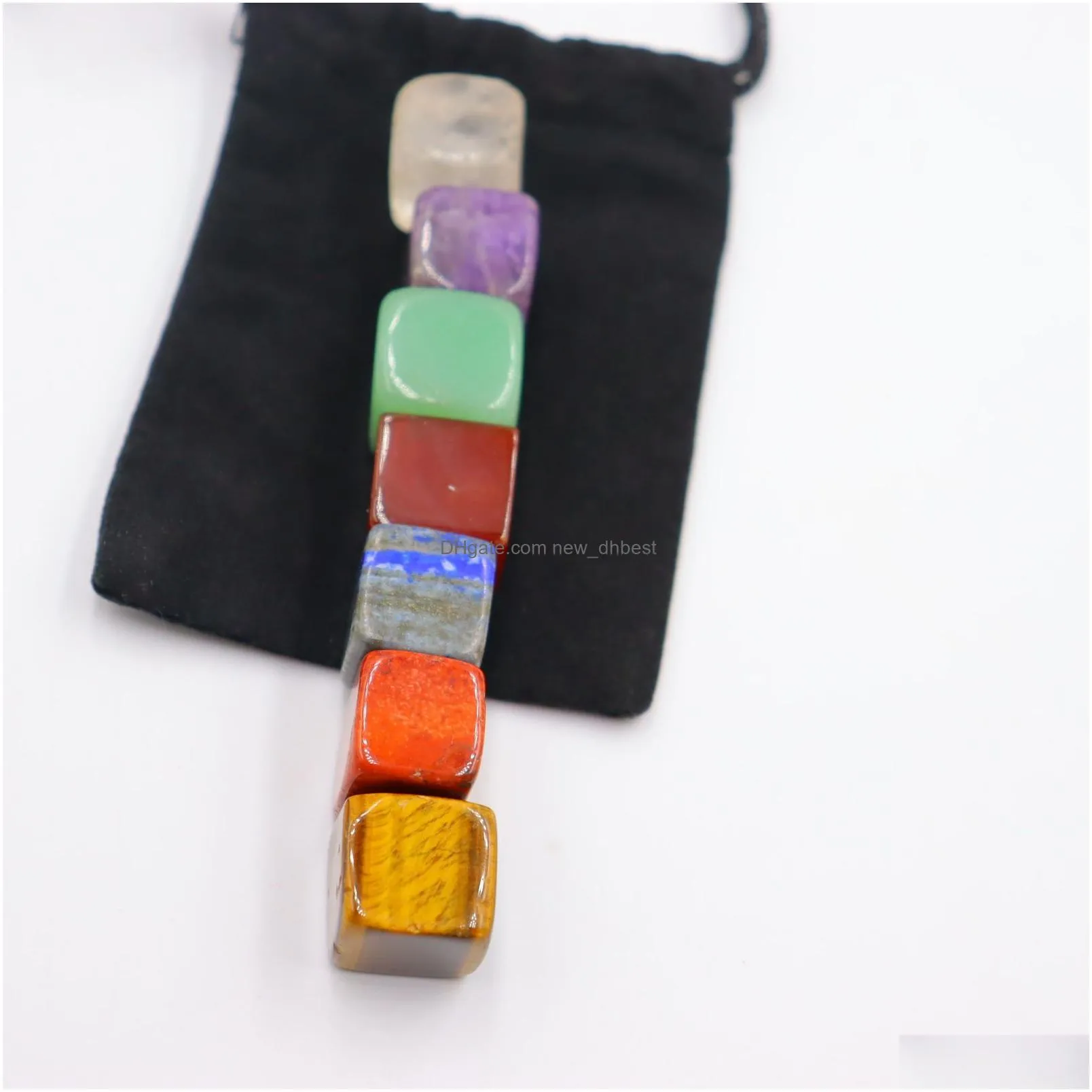 cubic 7 chakra set ornament reiki natural stone crystal polishing quartz yoga energy bead chakra healing decoration