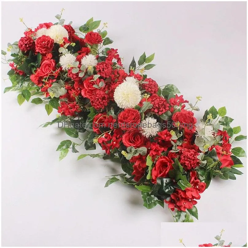 50cm diy artificial arch flowers row acanthosphere rose eucalyptus wedding decor rose peony hydrangea plant ornament