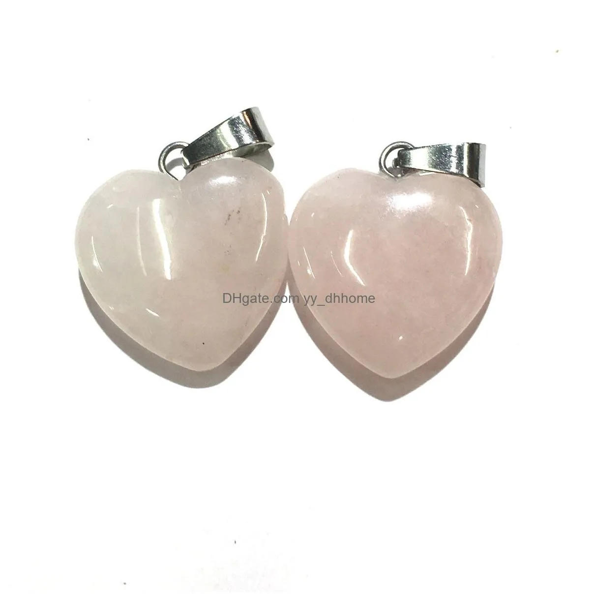 natural stone charms love heart shape pendant rose quartz healing reiki crystal finding for diy necklaces women fashion jewelry