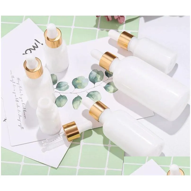 10ml 20ml 30ml 50ml 100ml elegant white porcelain cosmetic glass  oil dropper bottles with eye dropper for e liquid