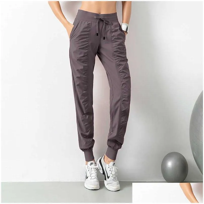 breathable sports pants gym clothes womens joggers quick dry slim loose running training fitness leggings nine point pocket casual