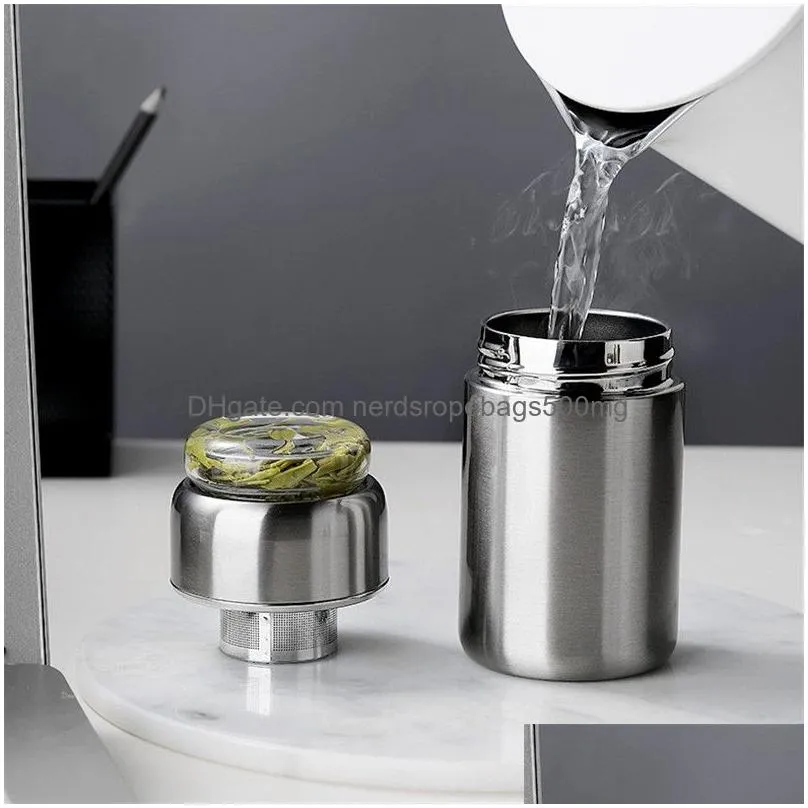 stainless steel tea bottle vacuum water bottle with tea infuser 280ml outdoor car office tea tumbler with filter