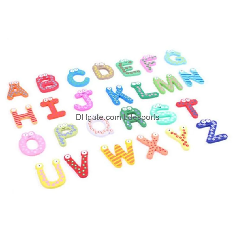 kids baby wooden alphabet letter fridge magnets wooden cartoon fridge magnets educational learning study cartoon toy uni gift