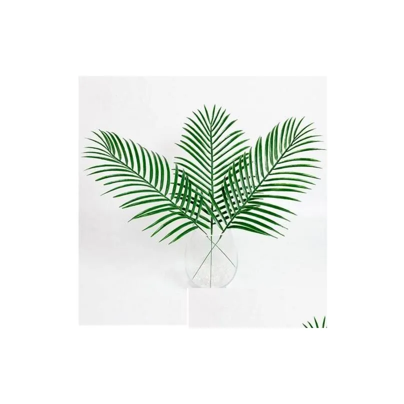 artificial fake plastic leaves green plants fake palm tree leaf greenery for floral flower arrangement flore wedding decoration gb116