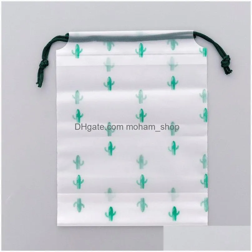 plastic cactus drawstring bag transparent scrub waterproof travel storage bag outdoor business travel clothing shoes storage bag