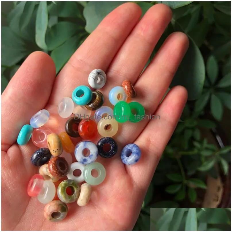5x10mm natural stone crystal beads 4mm big hole charms pendants shape for necklace jewelry making diy gift women
