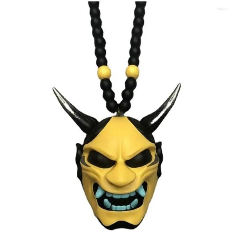 interior decorations car rearview mirror charm samurai khelmet ghost mask japanese style pendant cool cars auto styling