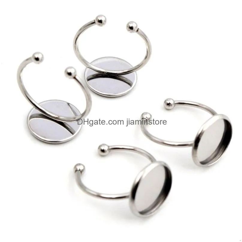 6 8 10 12mm no fade stainless steel ring settings blank base fit 6-20mm glass cabochons buttons for jewelry making