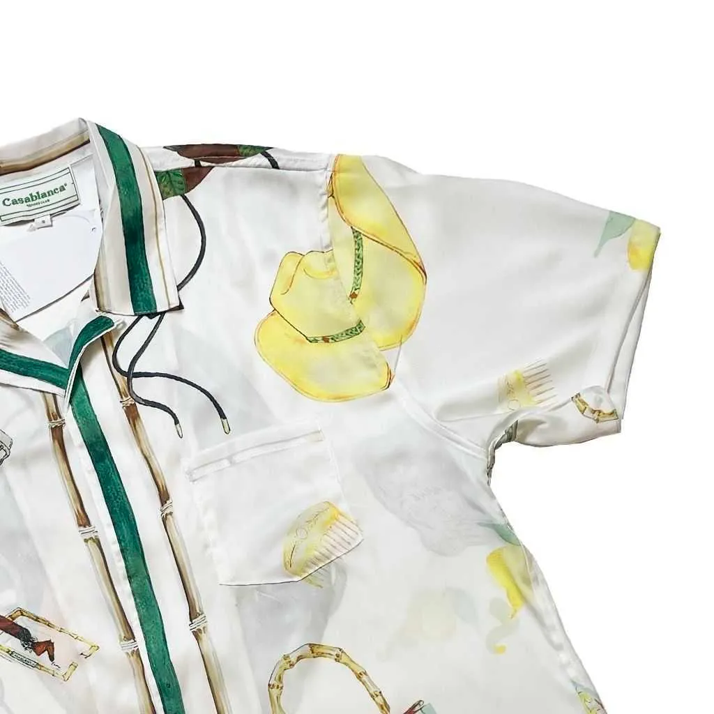 Casa Designer Fashion Clothing Shirts Tracksuits High Quality Casablanca Racecourse Jewelry Handbag Printed Men`s Women`s Loose Versatile Silk Short Sleeve Shirt