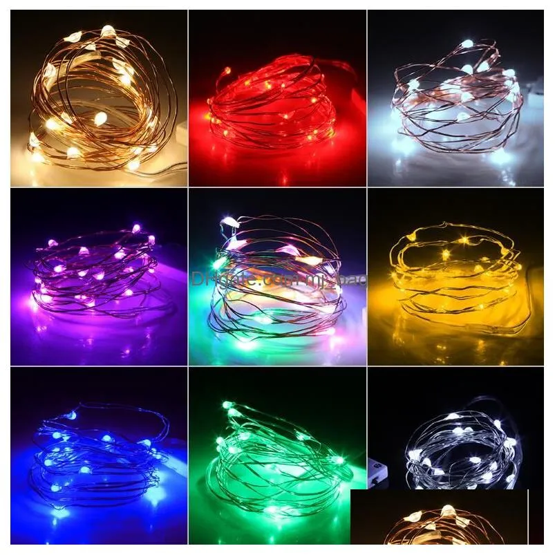 led string lights 2m  5m copper wire fairy light christmas wedding party decoration powered by battery usb led strip lamp