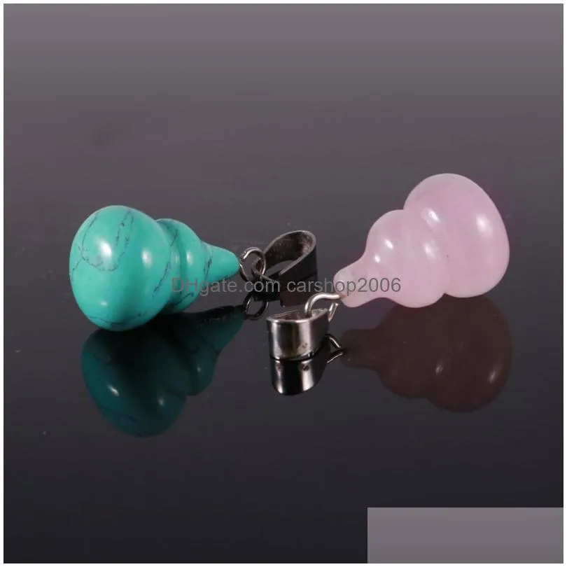 natural crystal opal rose quartz tigers eye stone charms gourd shape pendant for diy earrings necklace jewelry making