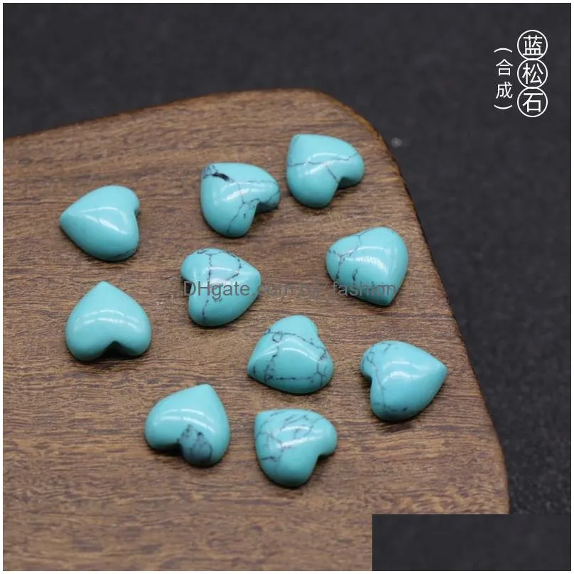 flat bottom 10mm heart ornaments natural rose quartz turquoise stone naked stones decoration hand play handle pieces accessories